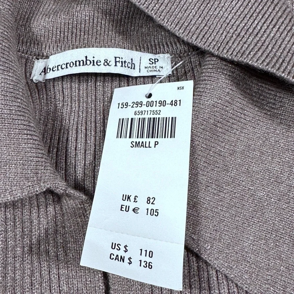 Abercrombie & Fitch Maxi Dress NWT Womens SP Taupe Brown Ribbed Knit Long Sleeve